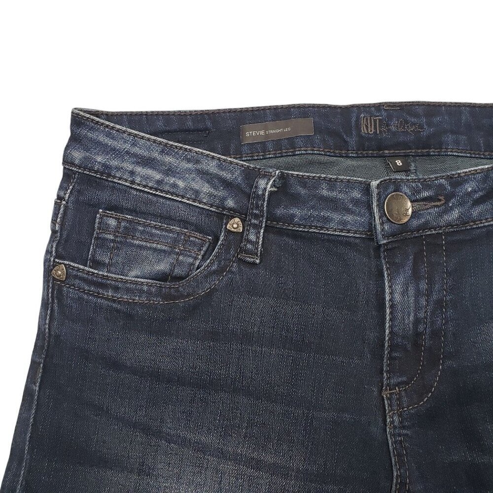 Kut from the Kloth Stevie Straight Leg Jeans Womens 8 Hemmed Mid Rise - Picture 3 of 11